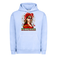 Pigment Grape Ice Sugar skull girl with Mexicana Urban Hoodie - NancyCooperArtShop
