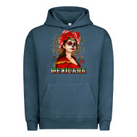 Pigment Midnight Navy Sugar skull girl with Mexicana Urban Hoodie - NancyCooperArtShop