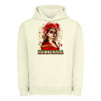 Pigment Pistachio Sugar skull girl with Mexicana Urban Hoodie - NancyCooperArtShop