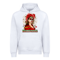 White Sugar skull girl with Mexicana Urban Hoodie - NancyCooperArtShop