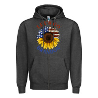 Charcoal Heather American flag sunflower Zipper Hoodie - Jasminsmagicworld