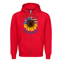 Red American flag sunflower Zipper Hoodie - Jasminsmagicworld