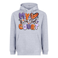 Heather Grey my heart is on that court Heavyweight Hoodie - MaliasSmallBusiness