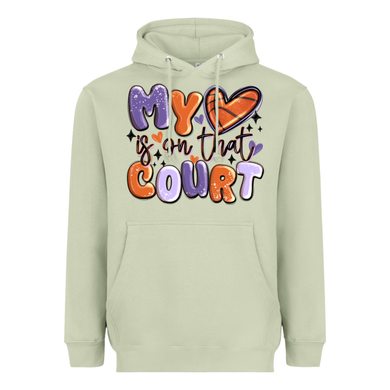 My Heart Is On That Court Heavyweight Hoodie by MaliasSmallBusiness | Teevron