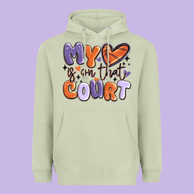 My Heart Is On That Court Heavyweight Hoodie Designed By Maliassmallbusiness