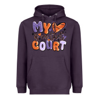 Plum my heart is on that court Heavyweight Hoodie - MaliasSmallBusiness