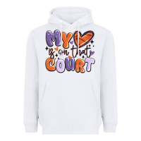 White my heart is on that court Heavyweight Hoodie - MaliasSmallBusiness