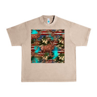 French Oak hunting deer american flag seamless pattern Urban Heavy Tee - HRA Design Shop