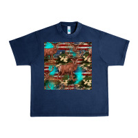 Navy hunting deer american flag seamless pattern Urban Heavy Tee - HRA Design Shop