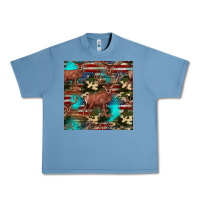 Pebble Blue hunting deer american flag seamless pattern Urban Heavy Tee - HRA Design Shop