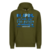 Army Green in april we wear blue for autism awareness Premium Hoodie - Artiststas