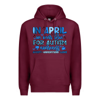 Burgundy in april we wear blue for autism awareness Premium Hoodie - Artiststas