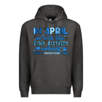 Charcoal Heather in april we wear blue for autism awareness Premium Hoodie - Artiststas
