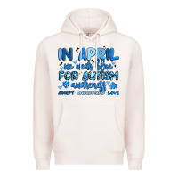 Pale Pink in april we wear blue for autism awareness Premium Hoodie - Artiststas