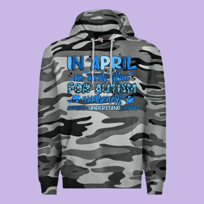 In April We Wear Blue For Autism Awareness Premium Hoodie Designed By Artiststas