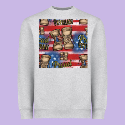 Proud Veteran Seamless Pattern Heavyweight Sweatshirt Designed By Hra Design Shop