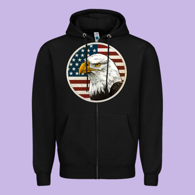 American Bald Eagle Zipper Hoodie Designed By Jasminsmagicworld