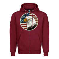 Burgundy American Bald Eagle Zipper Hoodie - Jasminsmagicworld