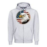 Heather Grey American Bald Eagle Zipper Hoodie - Jasminsmagicworld