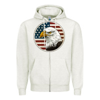 Oatmeal Heather American Bald Eagle Zipper Hoodie - Jasminsmagicworld