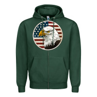Sports Green American Bald Eagle Zipper Hoodie - Jasminsmagicworld