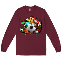 Burgundy joy with soccer element and Christmas Long Sleeve Tee - AdoDesignShop