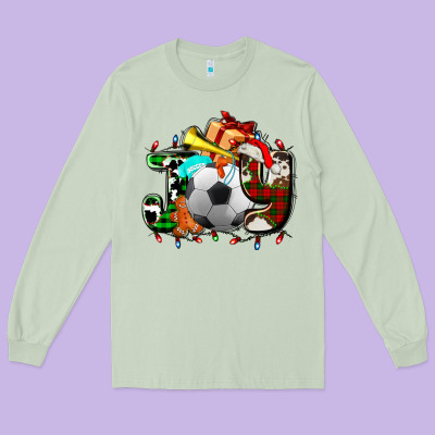 Joy With Soccer Element And Christmas Long Sleeve Tee Designed By Adodesignshop