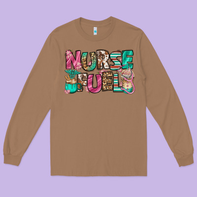 Nurse Fuel Coffee Cups Long Sleeve Tee Designed By Jasminsmagicworld