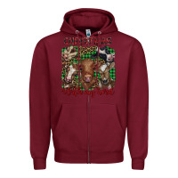 Burgundy christmas with my herd cows Zipper Hoodie - BarkalooDesign