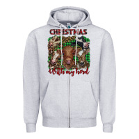 Heather Grey christmas with my herd cows Zipper Hoodie - BarkalooDesign