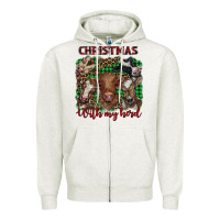 Oatmeal Heather christmas with my herd cows Zipper Hoodie - BarkalooDesign