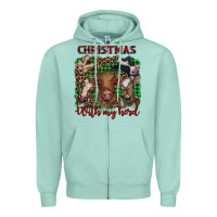 Seafoam christmas with my herd cows Zipper Hoodie - BarkalooDesign