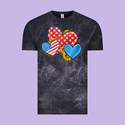 Usa Flag Hearts With Sunflower Vintage Tee Designed By Hra Design Shop