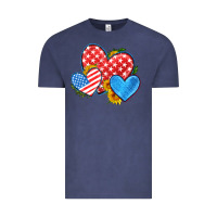 Vintage Denim usa flag hearts with sunflower Vintage Tee - HRA Design Shop
