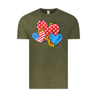 Vintage Olive usa flag hearts with sunflower Vintage Tee - HRA Design Shop