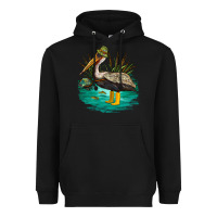 Black fishing pelican camp Heavyweight Hoodie - NancyCooperArtShop