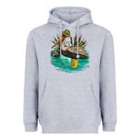 Heather Grey fishing pelican camp Heavyweight Hoodie - NancyCooperArtShop