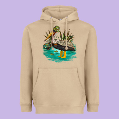 Fishing Pelican Camp Heavyweight Hoodie Designed By Nancycooperartshop