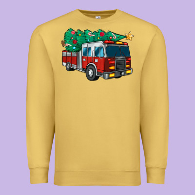 Christmas Fire Truck Premium Sweatshirt Designed By Maliassmallbusiness
