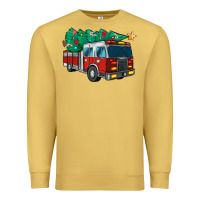 Antique Gold christmas fire truck Premium Sweatshirt - MaliasSmallBusiness