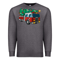 Charcoal Heather christmas fire truck Premium Sweatshirt - MaliasSmallBusiness