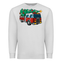 Dove Grey christmas fire truck Premium Sweatshirt - MaliasSmallBusiness