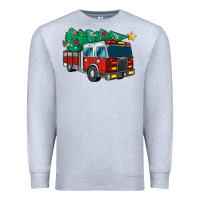 Heather Grey christmas fire truck Premium Sweatshirt - MaliasSmallBusiness