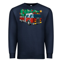 Navy christmas fire truck Premium Sweatshirt - MaliasSmallBusiness