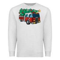 Oatmeal Heather christmas fire truck Premium Sweatshirt - MaliasSmallBusiness