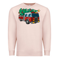 Pale Pink christmas fire truck Premium Sweatshirt - MaliasSmallBusiness