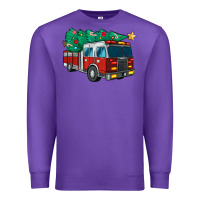 Purple christmas fire truck Premium Sweatshirt - MaliasSmallBusiness