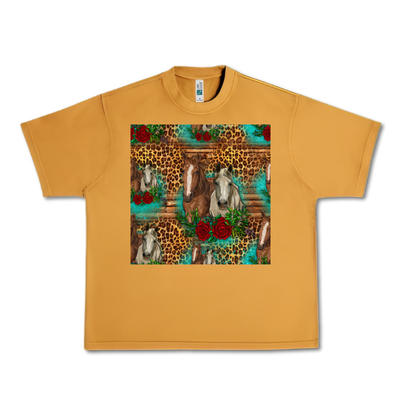 Horses With Roses Seamless Pattern Urban Heavy Tee by HRA Design Shop | Teevron