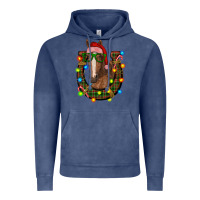 Vintage Denim christmas horseshoe with horse Vintage Hoodie - RanaPortraitStore