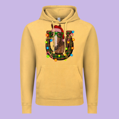 Christmas Horseshoe With Horse Vintage Hoodie Designed By Ranaportraitstore
